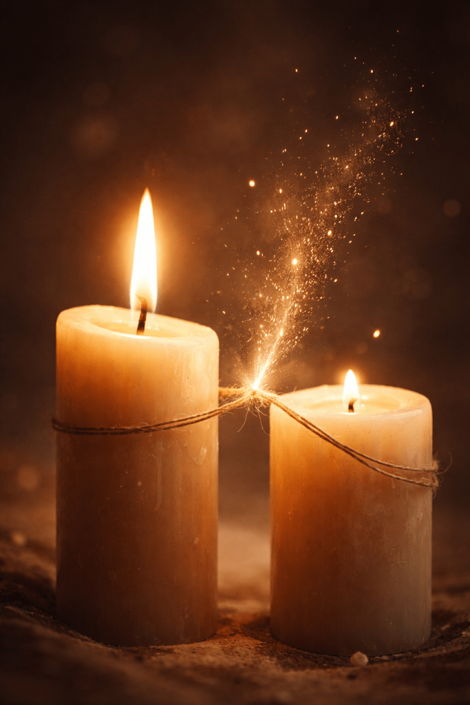 candle cord cutting illustartion