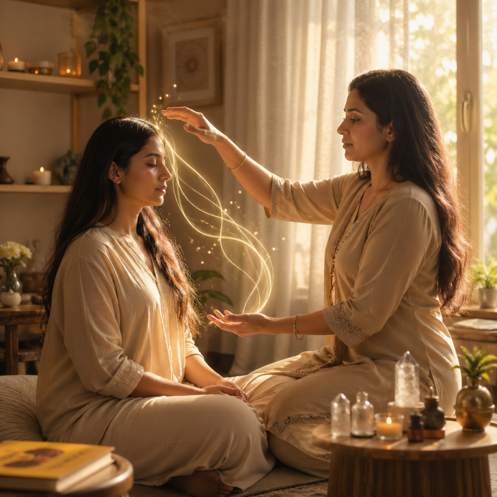 cord cutting healing illustration.